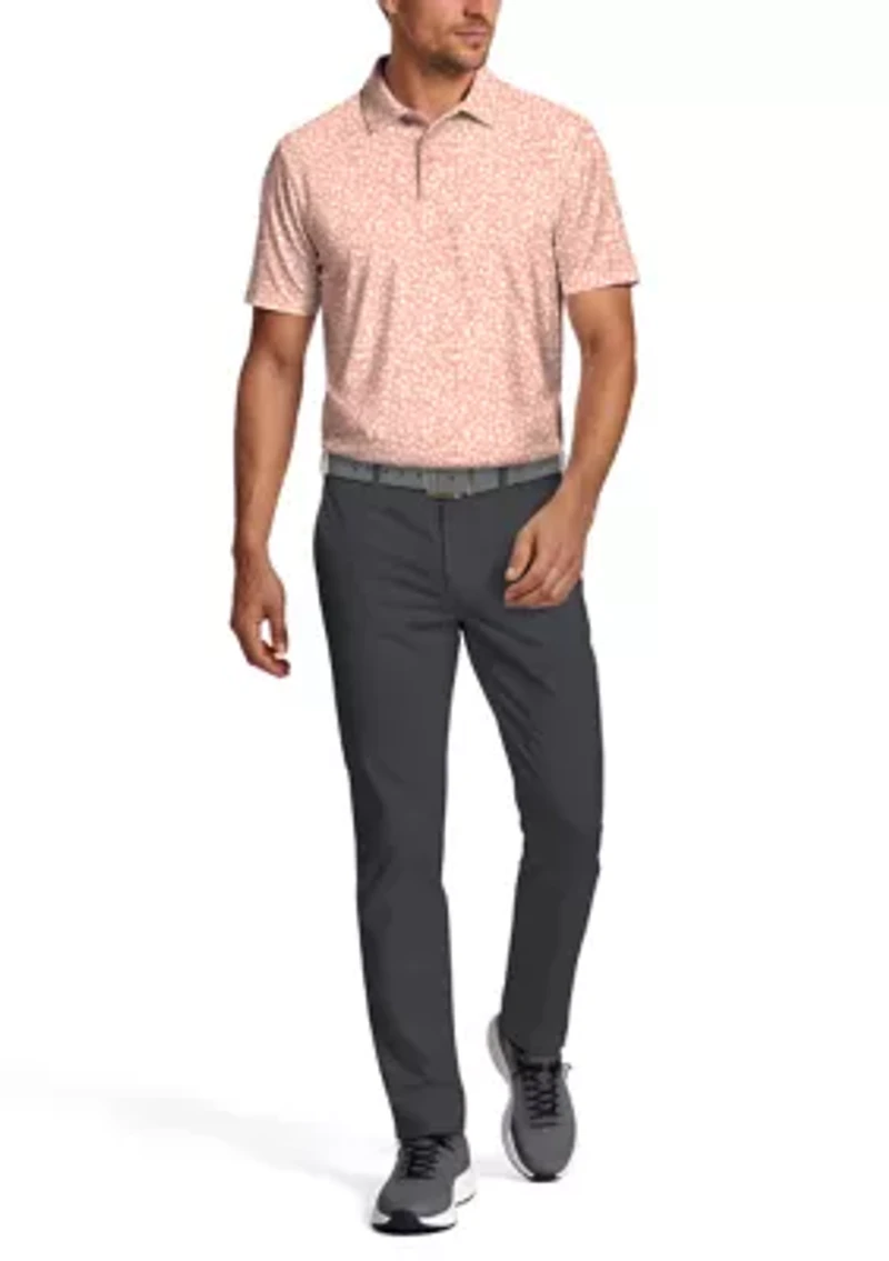 Men's All Over Abstract Floral Short Sleeve Golf Polo Shirt