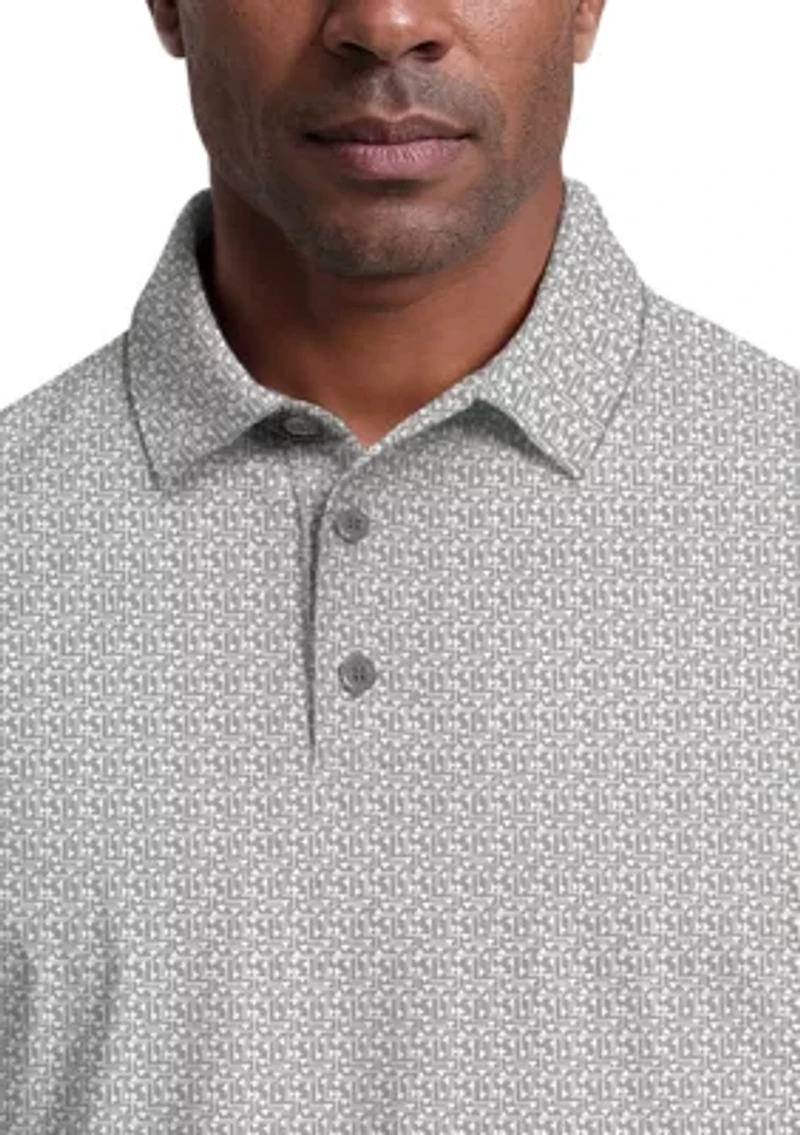Men's Short Sleeve Golf Flag Geo Essential Print Polo Shirt