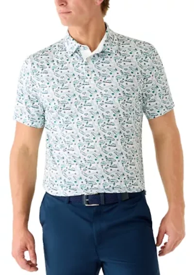 Men's Flowering Peach Printed Polo Shirt