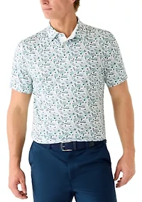 Men's Flowering Peach Printed Polo Shirt