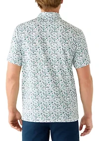 Men's Flowering Peach Printed Polo Shirt