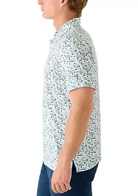 Men's Flowering Peach Printed Polo Shirt