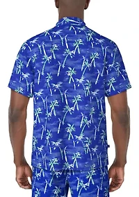 Men's Watercolor Palm Tree Printed Woven Shirt