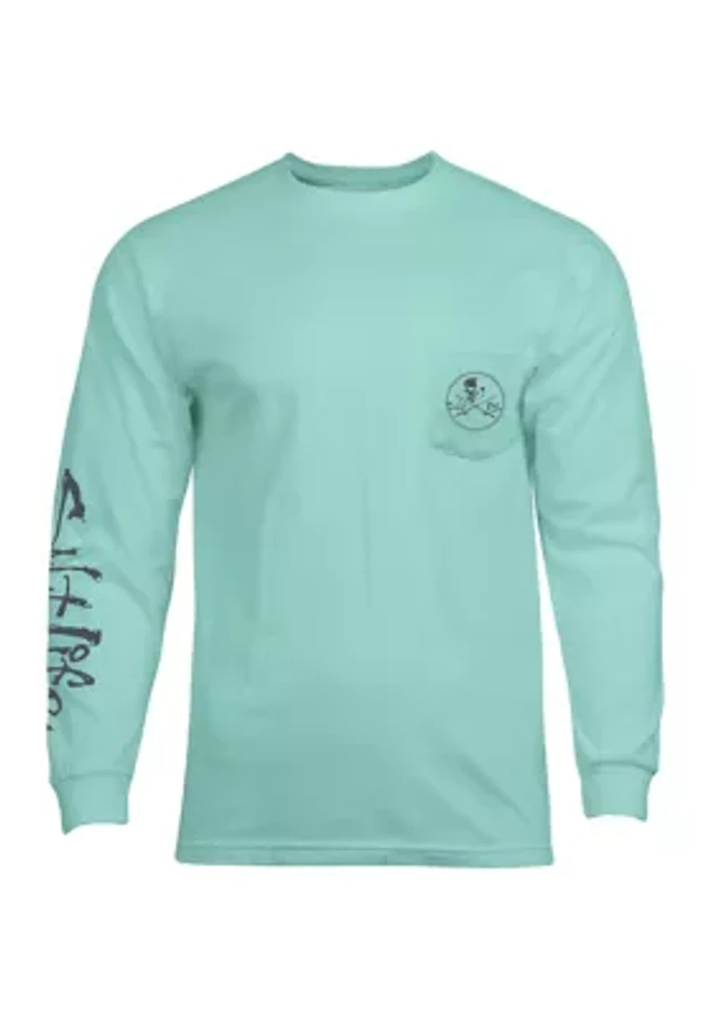 Big & Tall Skull and Poles Long Sleeve Graphic T-Shirt