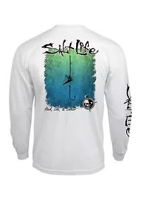Men's Big Hook Line and Sinker Fade Long Sleeve Graphic T-Shirt