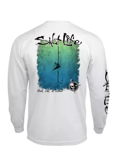 Men's Tall Hook Line and Sinker Fade Long Sleeve Graphic T-Shirt