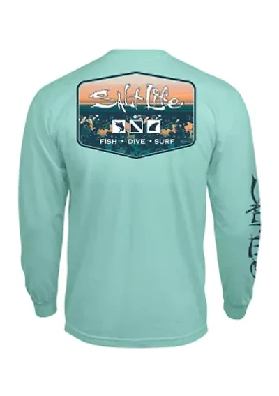 Liquid Depth Badge Long Sleeve Graphic T-Shirt