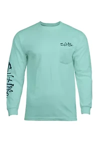 Liquid Depth Badge Long Sleeve Graphic T-Shirt