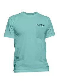 Striated Short Sleeve Graphic Pocket T-Shirt