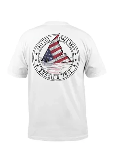 Short Sleeve Redfish Stars and Stripes Graphic T-Shirt