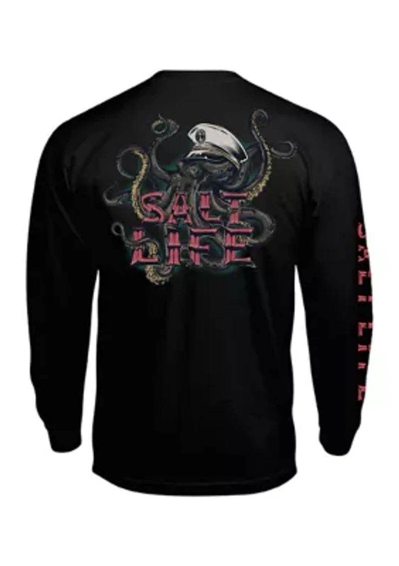 Long Sleeve Underwater Alien Graphic T-Shirt
