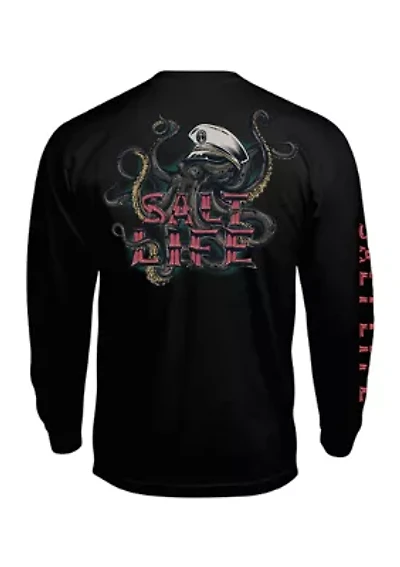 Long Sleeve Underwater Alien Graphic T-Shirt