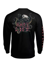 Long Sleeve Underwater Alien Graphic T-Shirt