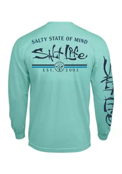 Long Sleeve Striated Graphic T-Shirt