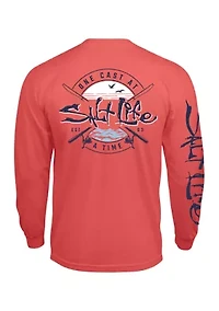 One Cast at a Time Long Sleeve Graphic T-Shirt