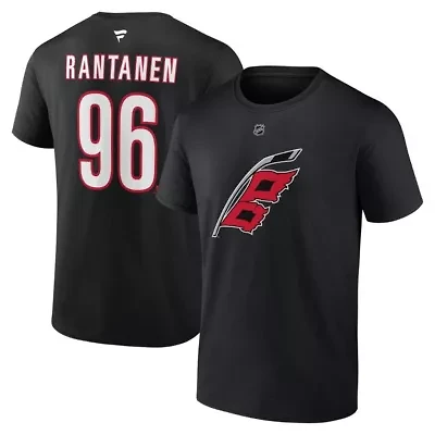 NHL Mikko Rantanen Carolina Hurricanes Authentic Stack Name & Number T-Shirt
