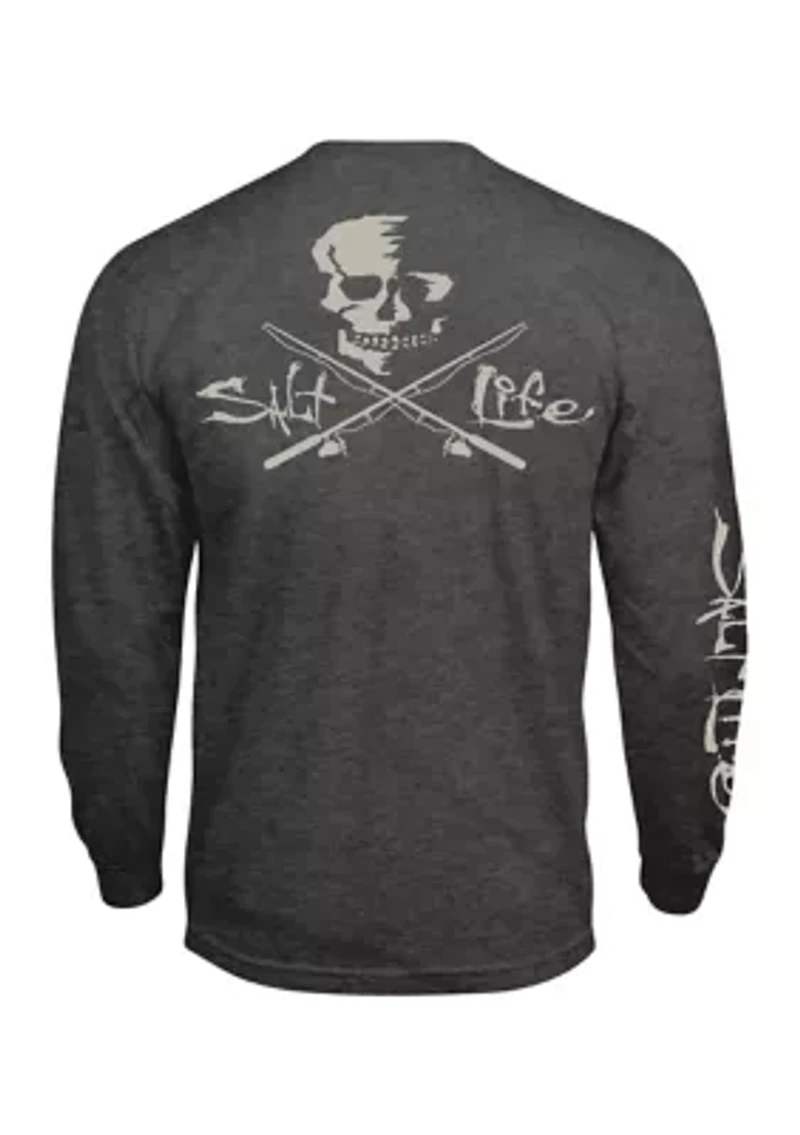 Skull and Poles Long Sleeve Graphic T-Shirt
