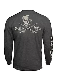 Skull and Poles Long Sleeve Graphic T-Shirt