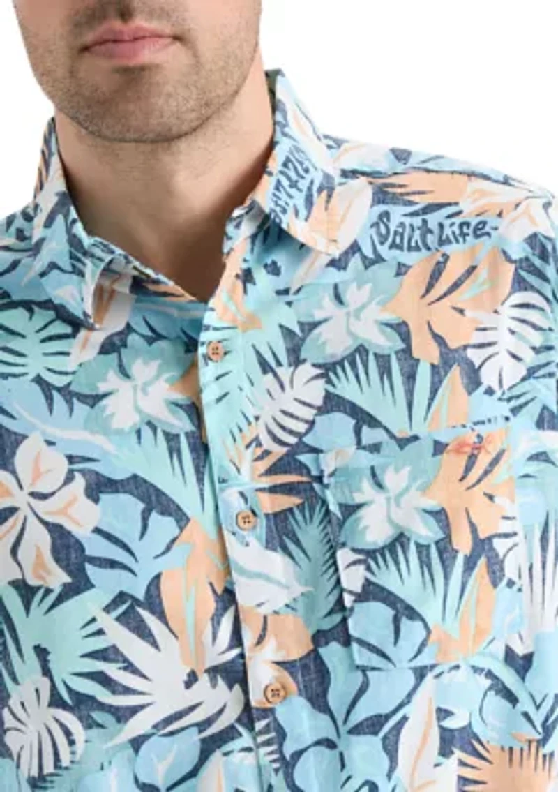 Men’s Retro Tropical Tuna Woven Short Sleeve Shirt