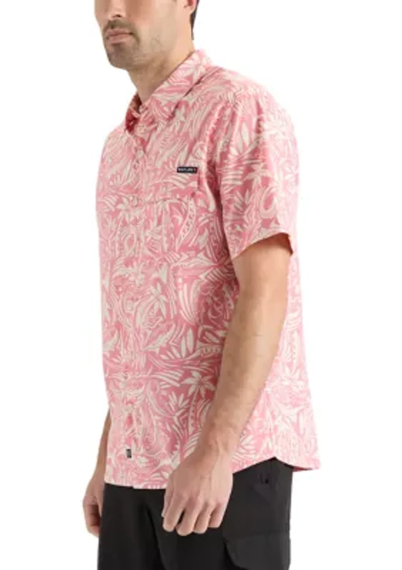 Mahi Tribe Short Sleeve Button Down Performance Shirt