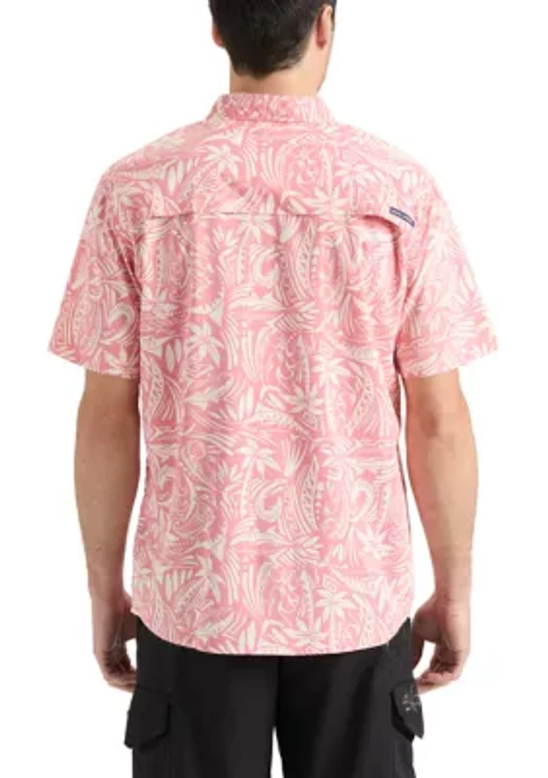 Mahi Tribe Short Sleeve Button Down Performance Shirt