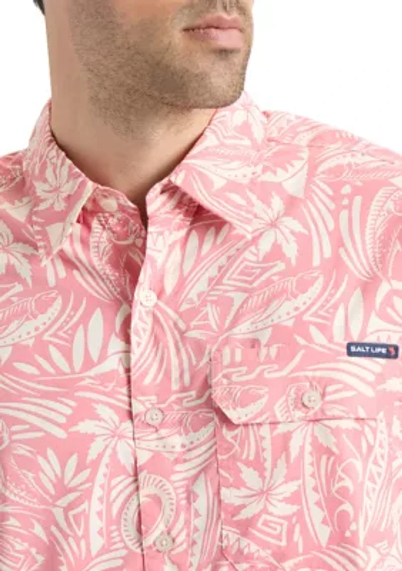 Mahi Tribe Short Sleeve Button Down Performance Shirt