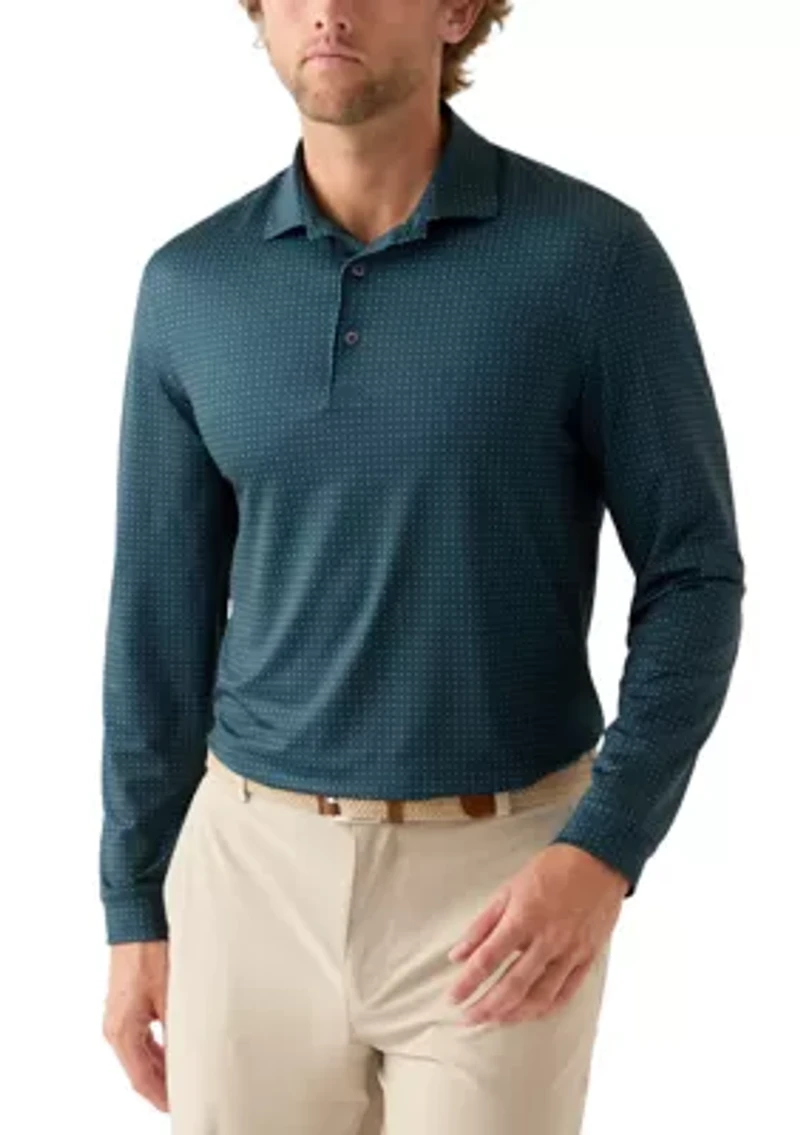Long Sleeve Geo Print Polo Shirt