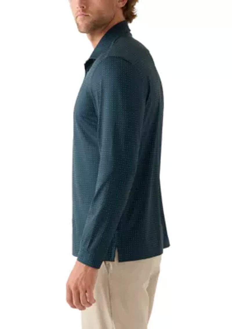 Long Sleeve Geo Print Polo Shirt