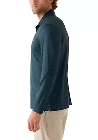 Long Sleeve Geo Print Polo Shirt
