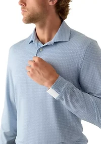 Long Sleeve Geo Print Polo Shirt