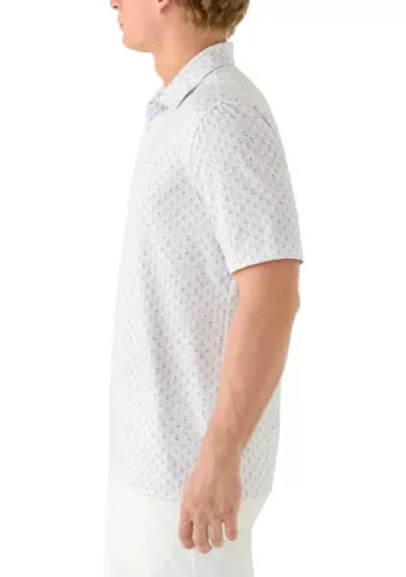 Men's Flamingo Print Button Collar Shirt