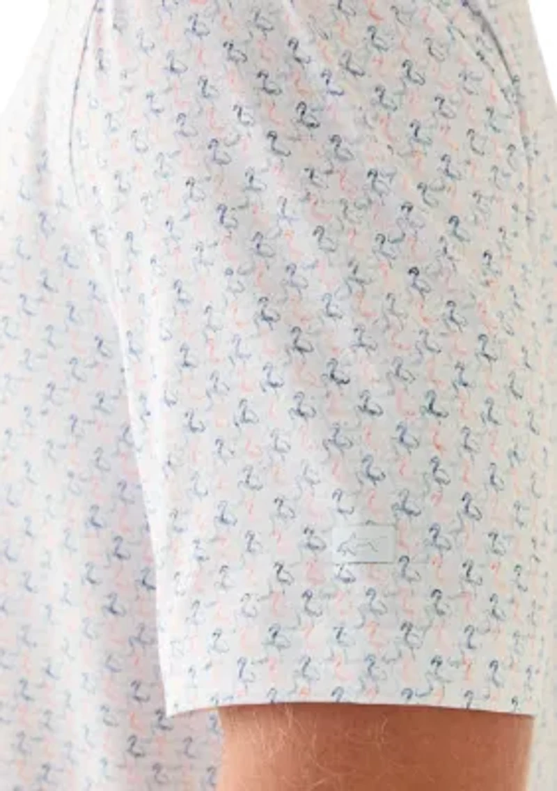 Men's Flamingo Print Button Collar Shirt
