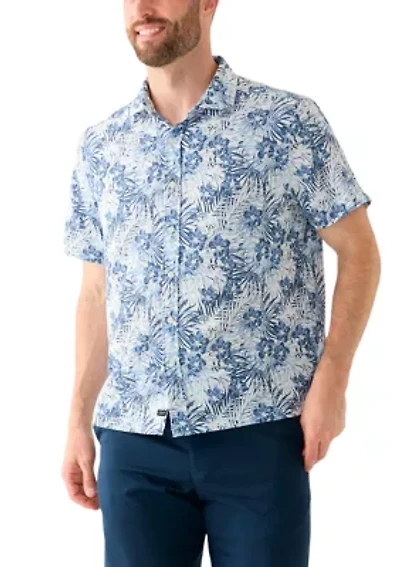 Men's Hibiscus Print Button Down Shirt