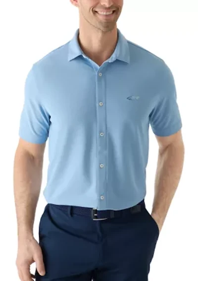 Men's Full Button Piqué Polo Shirt