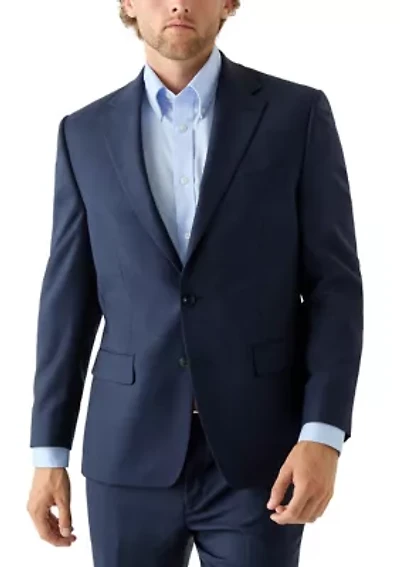 Tonal Blue Windowpane Suit Jacket