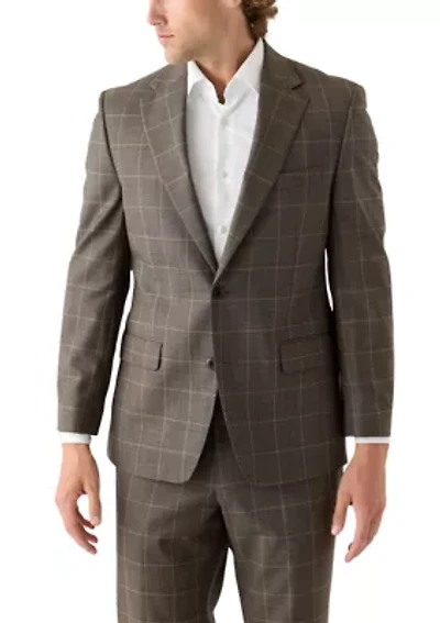 Tonal Brown Windowpane Printed Suit Separate Jacket