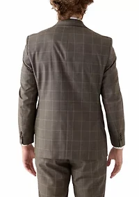 Tonal Brown Windowpane Printed Suit Separate Jacket