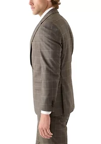 Tonal Brown Windowpane Printed Suit Separate Jacket