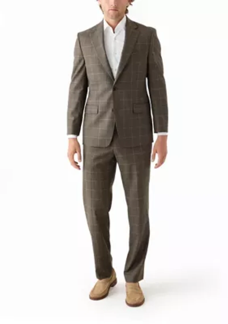 Tonal Brown Windowpane Printed Suit Separate Jacket