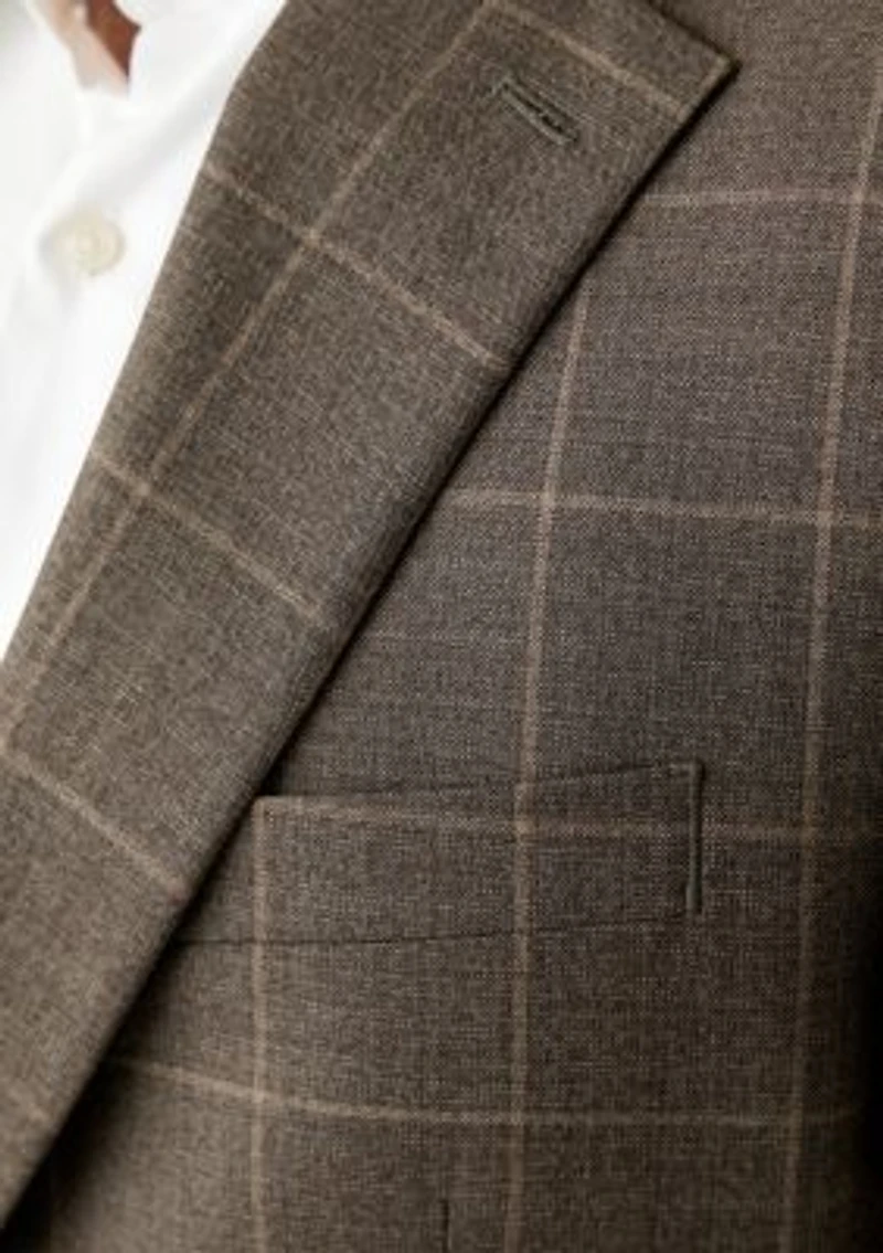 Tonal Brown Windowpane Printed Suit Separate Jacket