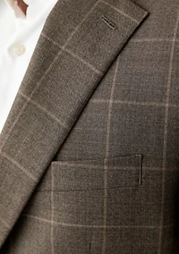 Tonal Brown Windowpane Printed Suit Separate Jacket