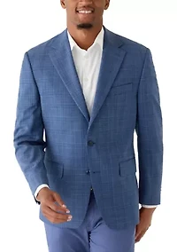 Men's Blue Plaid Suit Jacket