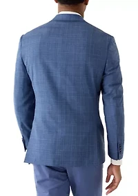 Men's Blue Plaid Suit Jacket