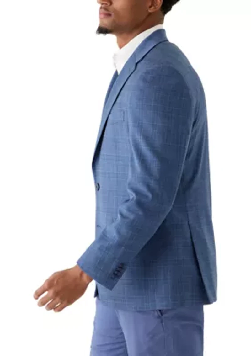 Men's Blue Plaid Suit Jacket