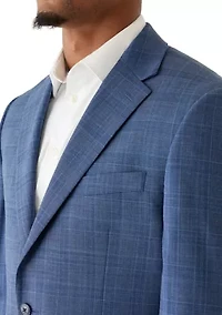 Men's Blue Plaid Suit Jacket