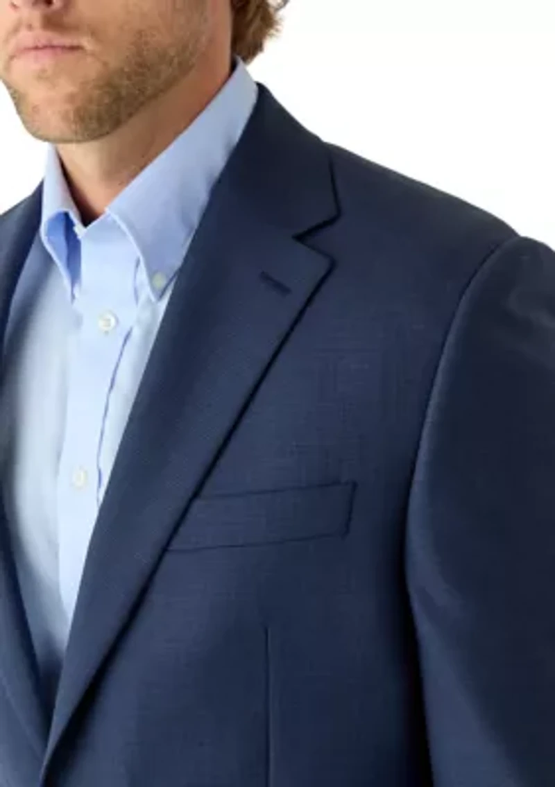 Navy Blue Graph Check Suit