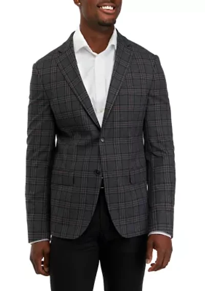 Single Breasted 2-Button-Front Plaid Blazer