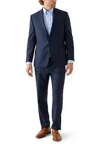 Tonal Blue Windowpane Suit Pants