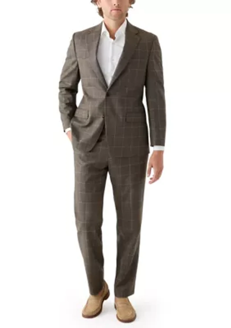Tonal Brown Windowpane Suit Separate Pants