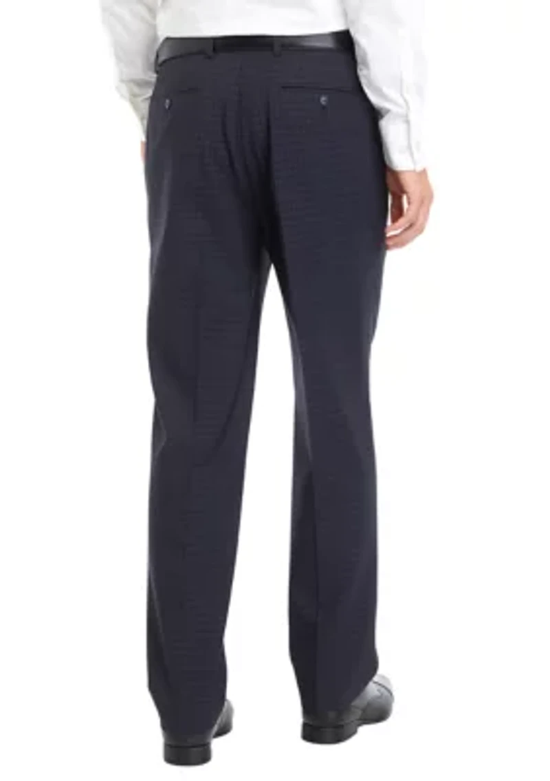 Blue Check Printed Dress Pants